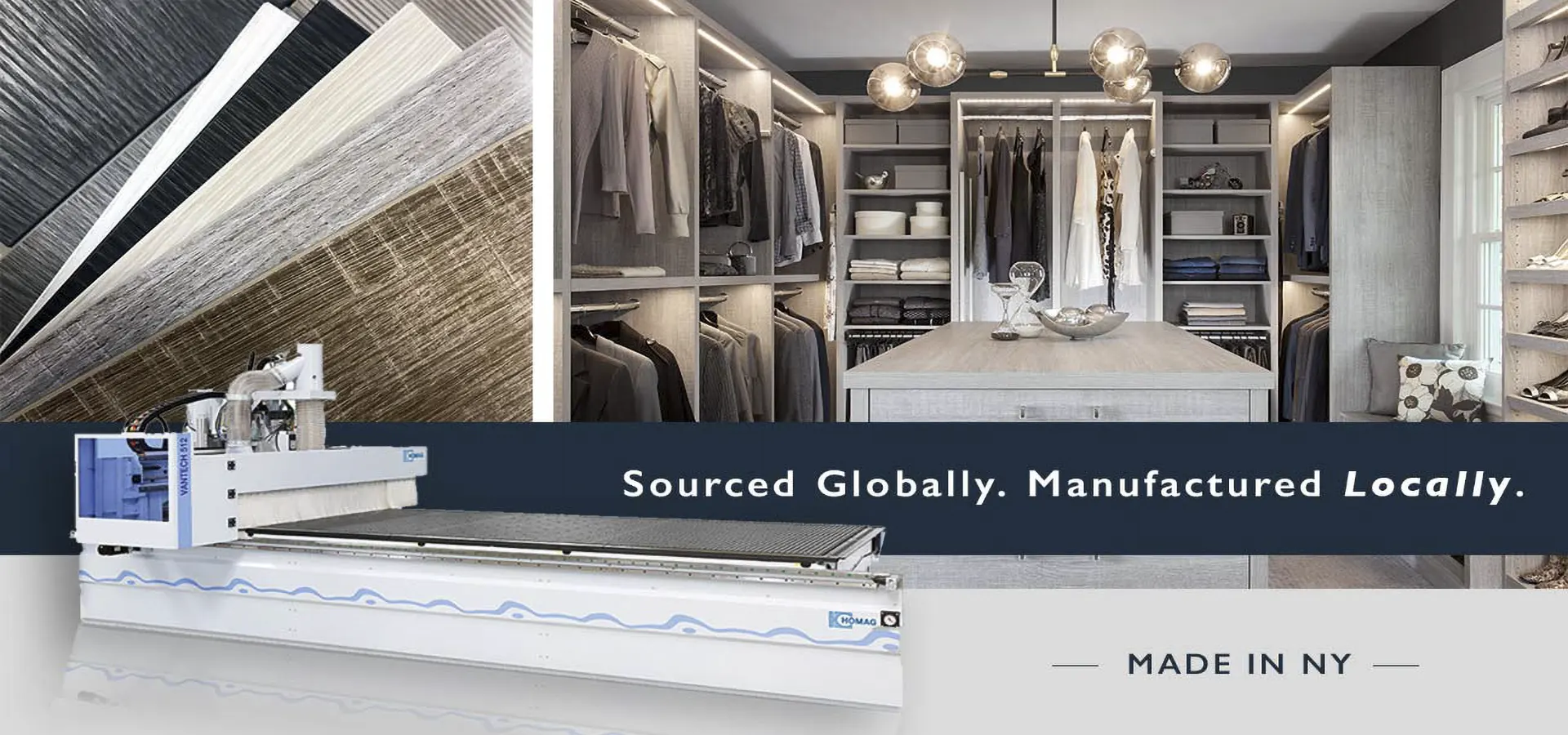 Locally manufactured custom closets with precision craftsmanship